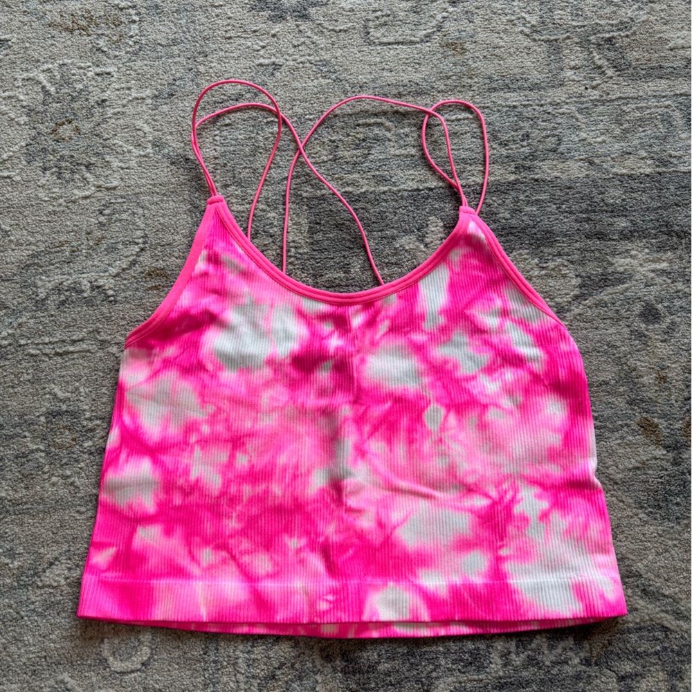 No Boundaries Pink and White Tie Dye Strappy Top